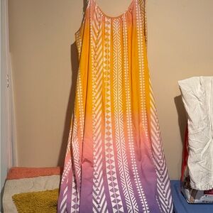 BloomChic Vibrant Orange and Cream Dress